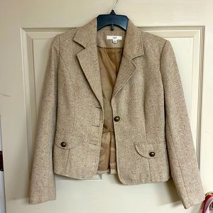 Cream and Pink wool blend Blazer Jacket